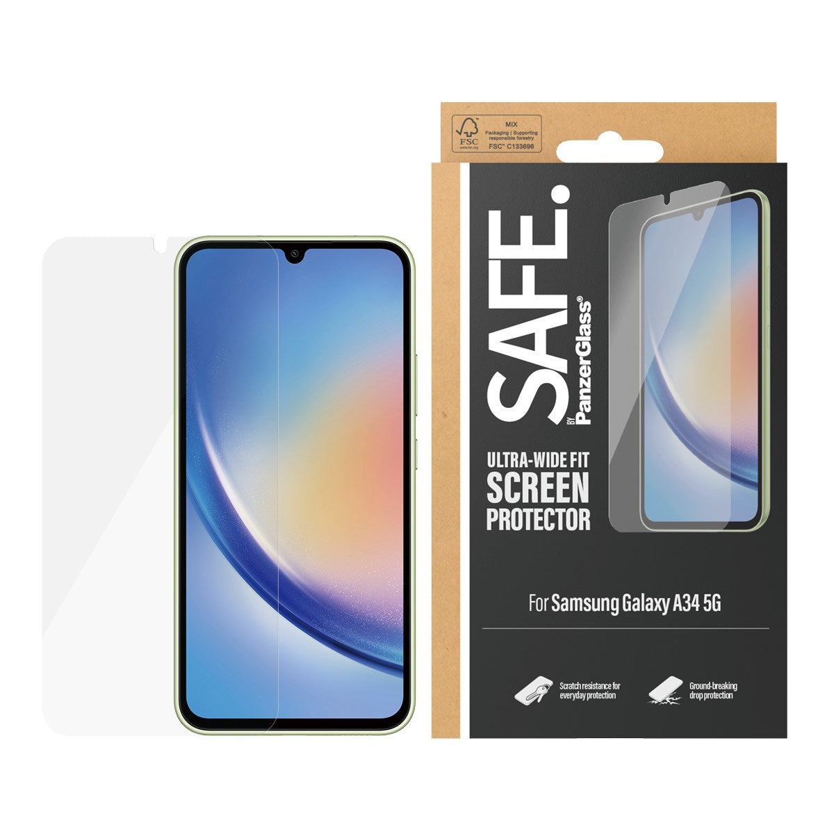 SAFE. by PanzerGlass® Displayschutz Samsung Galaxy A34 5G | Ultra-Wide Fit
